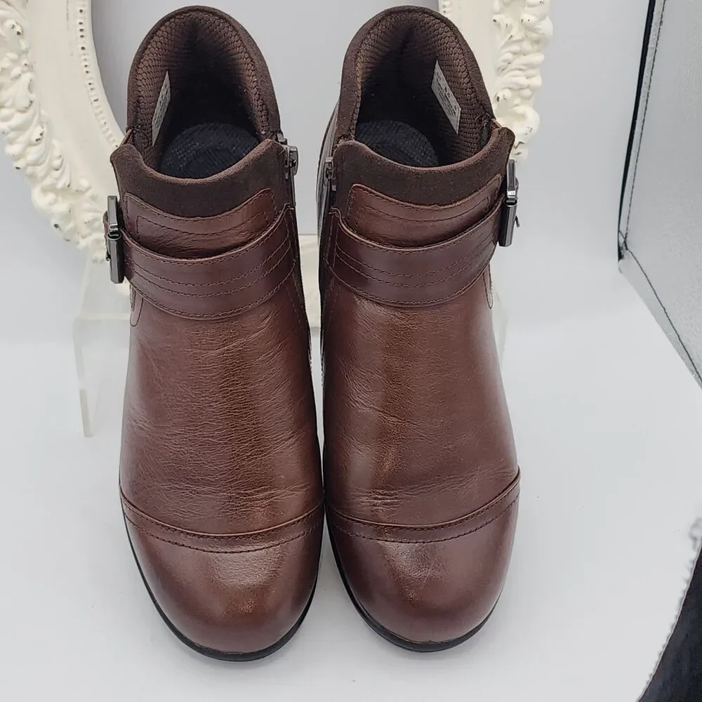 Bioheels Orthofeet Emma Chocolate Brown Leather Ankle Boots 242 Size 8.5B